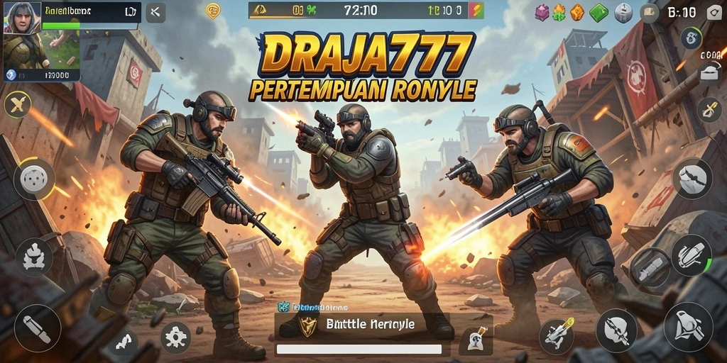 Tampilan gameplay seru di DRAJA777 saat bertempur di medan perang.