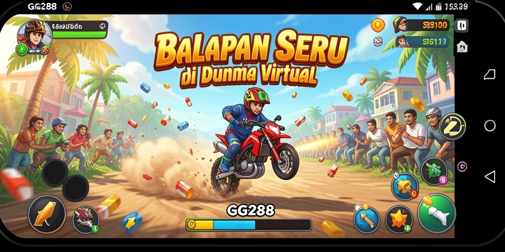 Screenshot menunjukkan gameplay balapan GG288 yang menegangkan.