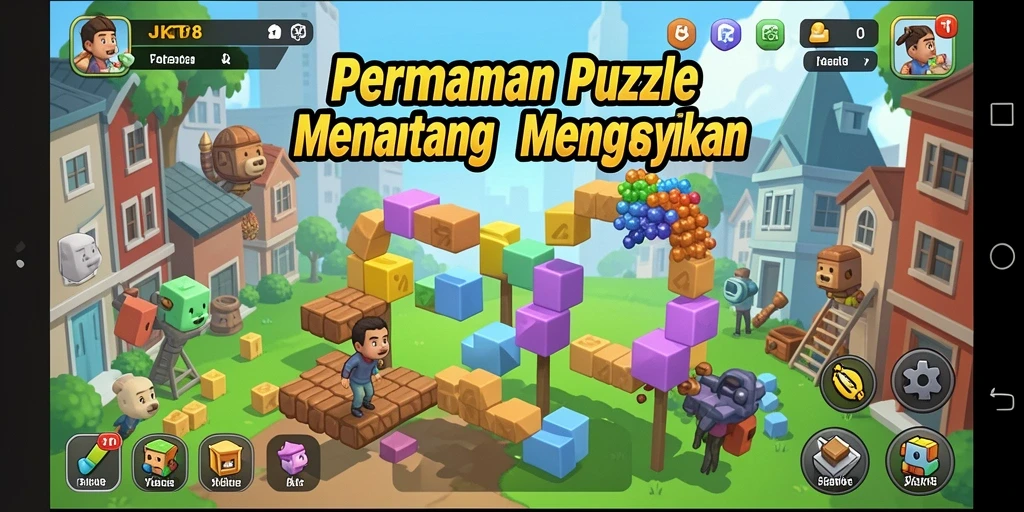 Tampilan gameplay JKT8 dengan beragam puzzle menarik.