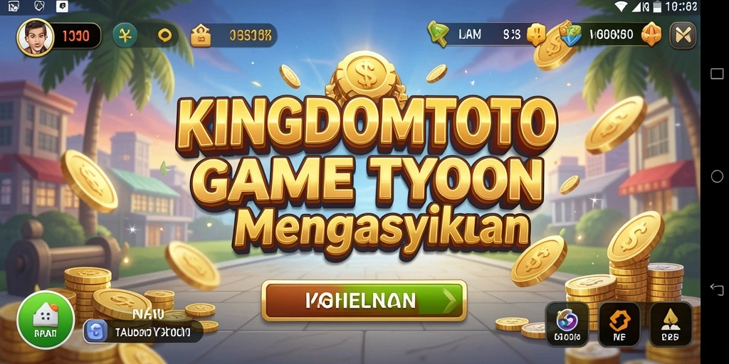 Screenshot gameplay KINGDOMTOTO menampilkan momen seru membangun kerajaan bisnis.