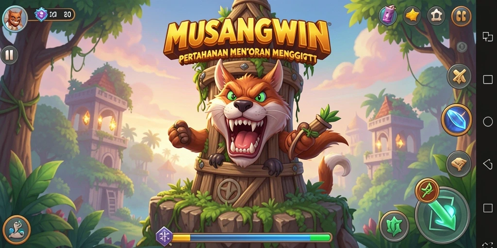 Tampilan gameplay <strong>MUSANGWIN</strong> yang intens dan strategis dalam Tower Defense.