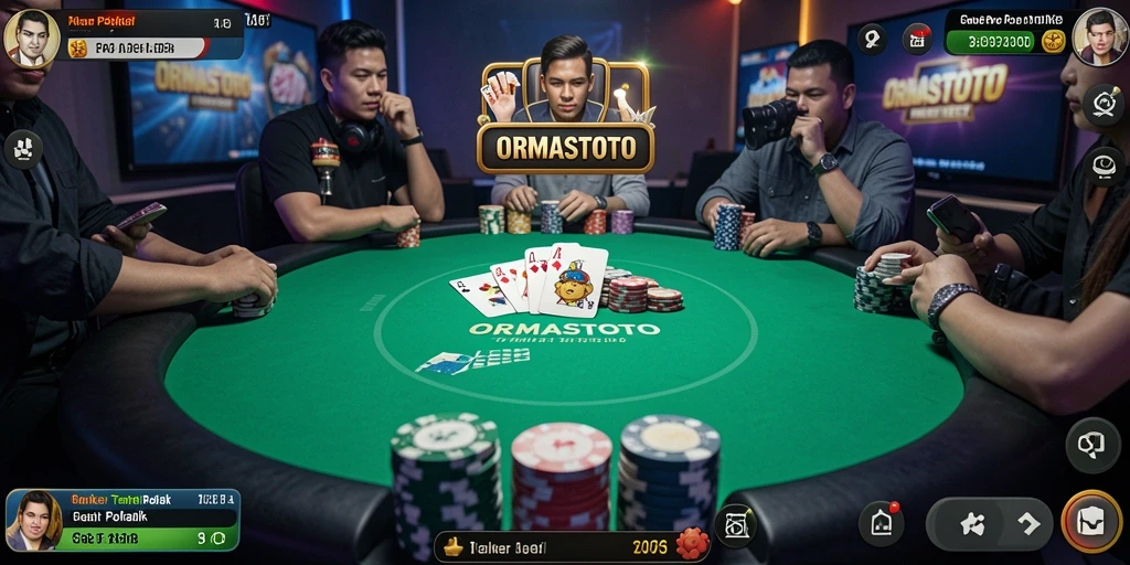 Tampilan gameplay Poker yang seru di ORMASTOTO.