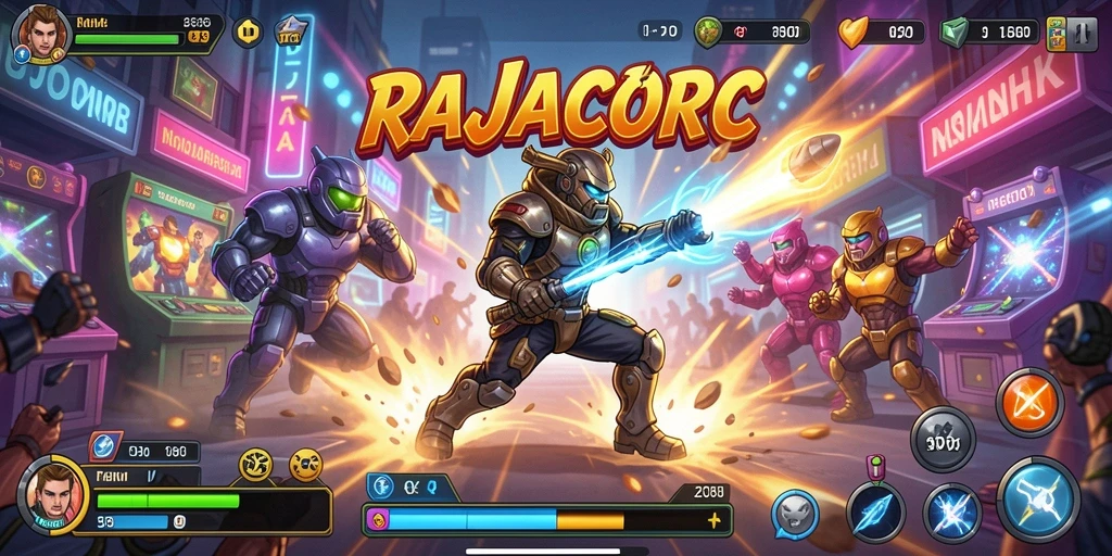 Tampilan seru gameplay RAJACORC yang penuh aksi.